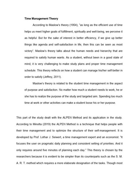 Time Management Theory | Download Free PDF | Time Management | Professional Skills