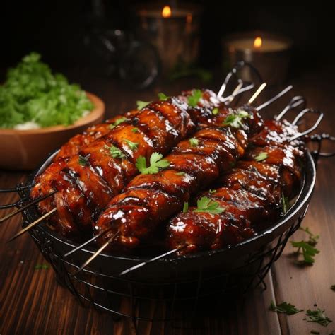 Premium Photo Thai Bbq Pork Skewers Moo Ping Grilled Marinated Pork