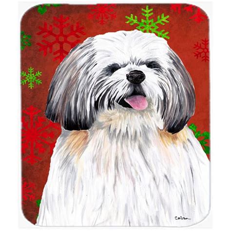 Shih Tzu Red And Green Snowflakes Christmas Mouse Pad Hot Pad Or Trivet Walmart