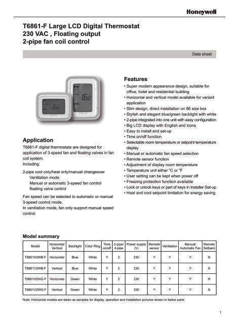 T6861-F Large LCD Digital Thermostat 230 VAC ... - Byimport.com.br