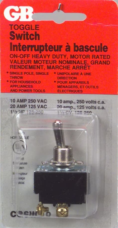 Gardner Bender Gsw 10 Spst On Off Heavy Duty Toggle Switch Single Pole 1 5 Hp Canadian Tire