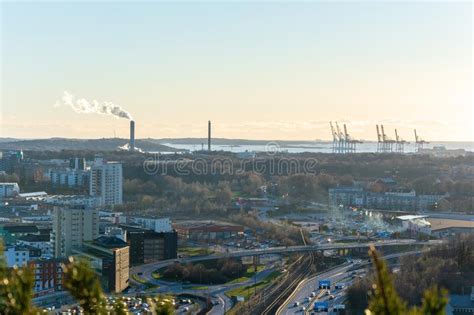 Bird Eye View Of Gothenburg City From Top Of Ramberget Hill Stock Photo