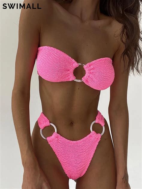 Maillot De Bain Deux Pi Ces Textur Pour Femme Bikini Avec Anneau Li