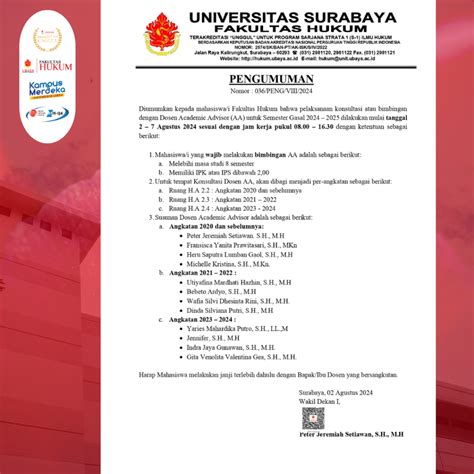 Pengumuman Bimbingan Konsultasi Aa Gasal