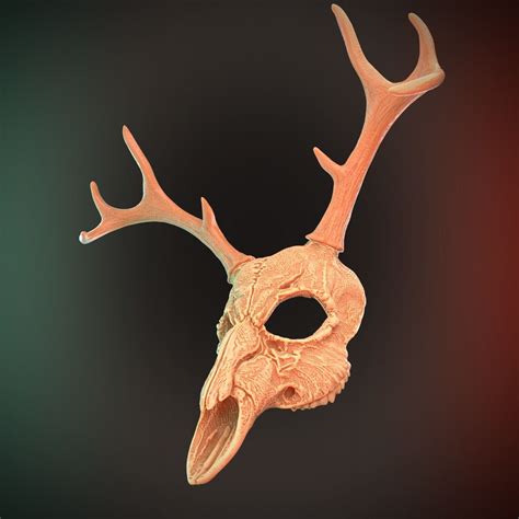 2 Horns Deer Skull Mask Cosplay 3d Stl Files Printing Halloween 3d