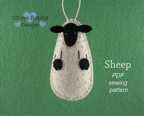 Sheep Pattern Felt Sheep Ornament Pattern Felt Craft Farm Etsy