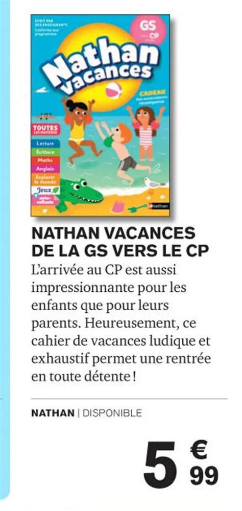 Promo Nathan Vacances De La Gs Vers Le Cp Chez Carrefour