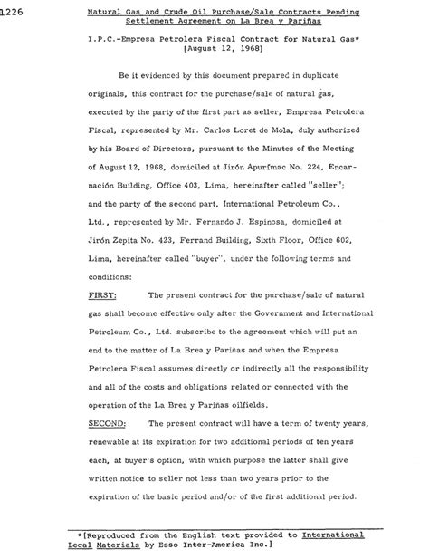 Natural Gas and Crude Oil Purchase/Sale Contracts Pending Settlement ...