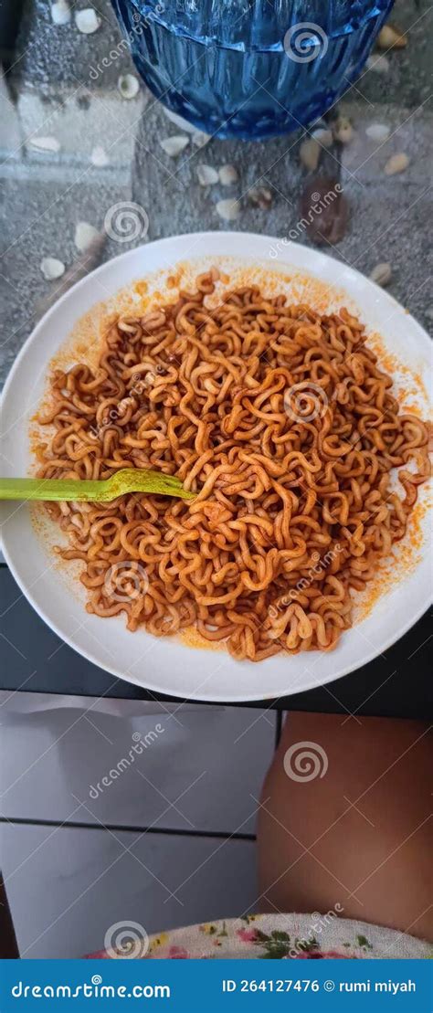 Spicy Noddle With Devil Chili Hot Stock Photo Image Of Devil Spicy