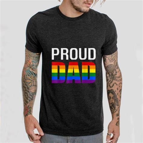 Nice Mens Gay Pride Shirt Proud Dad LGBT Parent Tee Father S Day Shirt