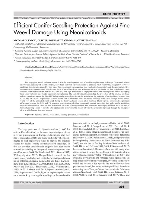 Pdf Efficient Conifer Seedling Protection Against Pine Weevil Damage
