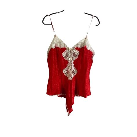 S Womens Large Red Frilly Lace Snap Crotch Teddy Lingerie Usa Valentines Vintage Frilly