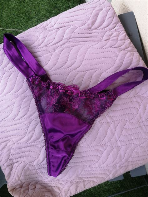 S Dark Purple Lace Satin Lingerie Set By Rougegorge Bra And Etsy