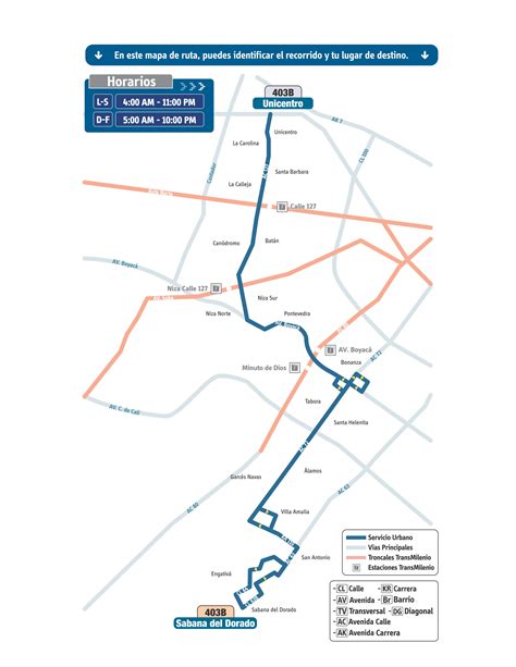 Mapa Urbana SITP 403B Unicentro Sabana Del Dorado 1 Mirutafacil