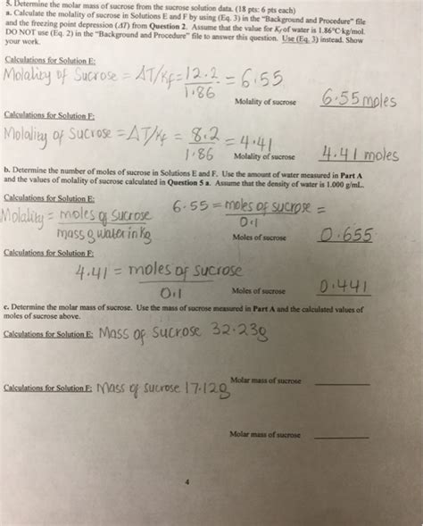 Determine the molar mass of sue rose from the sucrose | Chegg.com