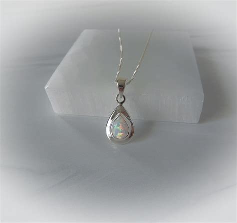 Opal Necklace, White Opal Pendant, White Opal Sterling Necklace ...