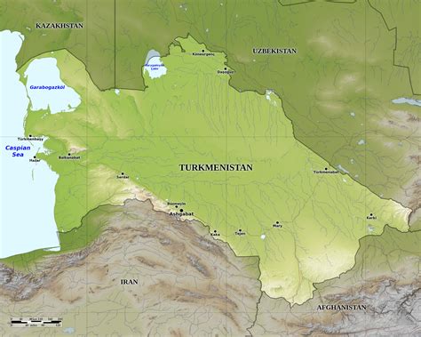 Blue Green Atlas - Free relief map of Turkmenistan