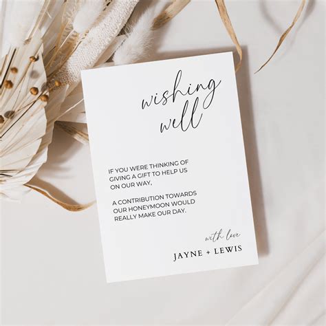 Wishing Well Card Printable Wedding Invitation Insert Etsy Australia