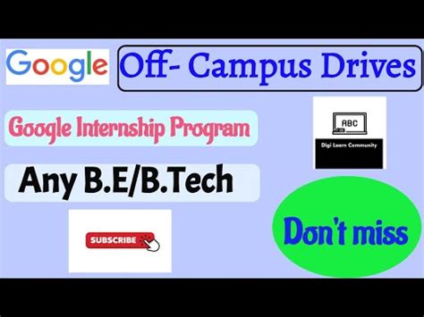 Latest Off Campus Drive Any B E B Tech Google Internship