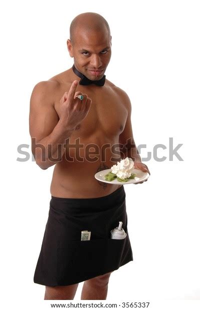 Стоковая фотография Naked Waiter Serving Plate Kiwi Fruit Shutterstock