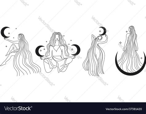 Contour Woman In Yoga Pose For Meditation Vector Image