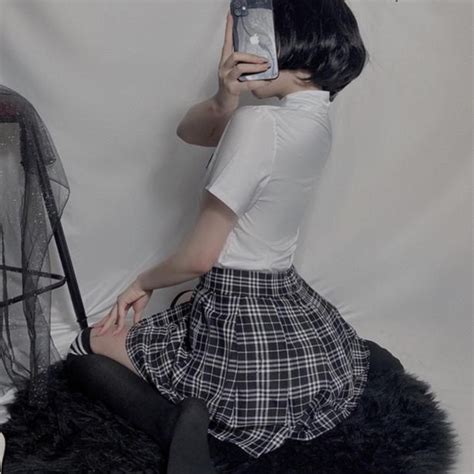 Jual Trend Wanita Lingerie Sexy Set Rok Kotak Kotak Dan Kemeja Dasi Seragam Cosplay Seragam