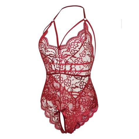 Jual Lingerie Sexy Open Crotch One Piece Seksi Underwear Lace Transparant Baju Tidur Dewasa