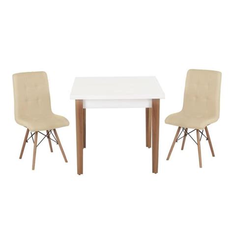 Conjunto Mesa De Jantar Luiza Cm Branca Cadeiras Gomos Nude Leroy Merlin
