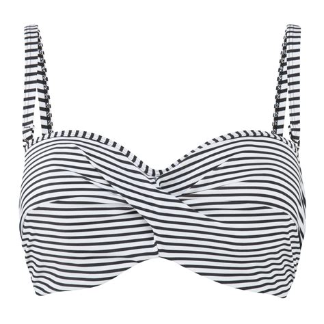 Panache Swim Anya Stripe Bandeau Bikini Top Sw Black White F C