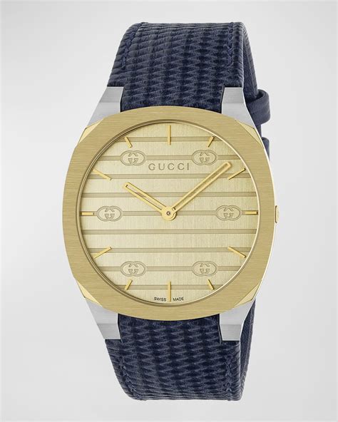 Gucci 25h Leather-strap Watch, 38mm - One-color | Editorialist