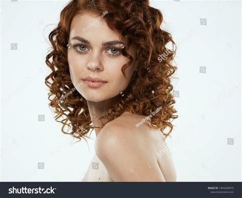 Beautiful Redhaired Woman Naked Shoulders Curly Stock Photo Edit Now