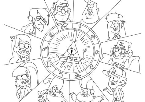 Раскраска Герои Гравити Фолз – скачать бесплатно, распечатать