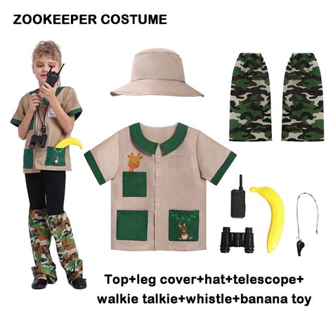 Zookeeper Costume For Kids Safari Jungle Animals Shopee Singapore