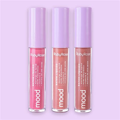 Kit 3 Un Batom Líquido Mood Nude Ruby Rose