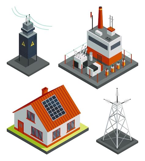 Premium Vector Energy Power Grid Isometric Power Distribution With