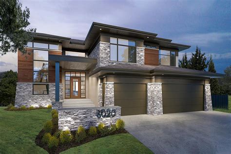 modern prairie style house plan   square feet ab