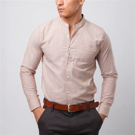 Jual Vengoz Atasan Kemeja Pria Oxford Panjang Shanghai Slim Fit Khaki