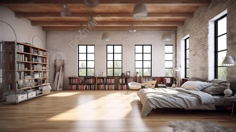 Fundo Quarto Loft Renderizado Em 3d De Estilo Aberto Fundo Móveis 3d