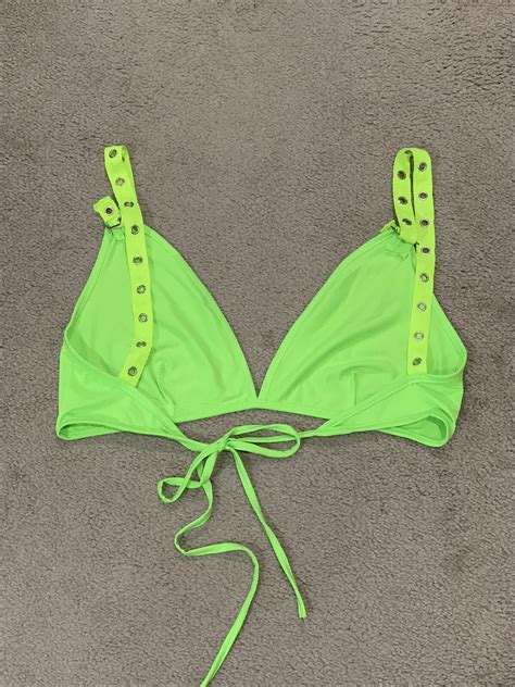 Neon Green Bikini Top Only Swimsuit Womens Size Medi Gem