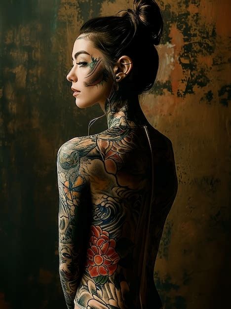 Premium Photo Hot Sexy Tattoo Girl In Fashion Style Photo Session Pose Fashion Magazine Cover