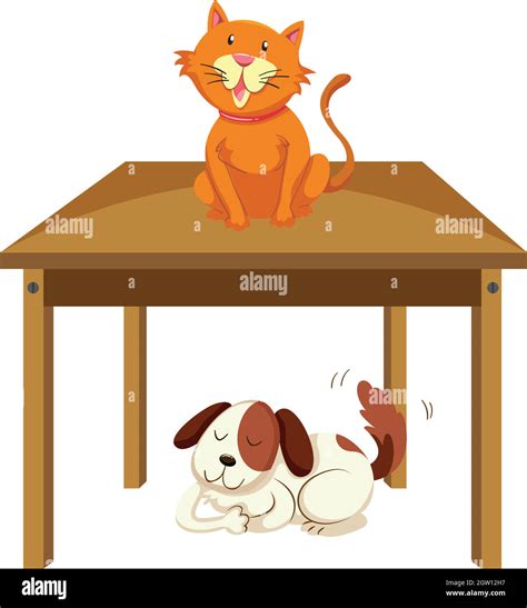 Gato Debajo De La Mesa Im Genes Vectoriales De Stock Alamy