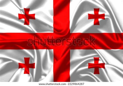 Georgia Waving Flag Close Satin Texture Stock Illustration 2229864287