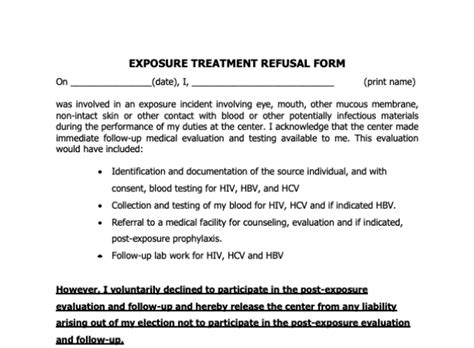 Printable Medical Treatment Refusal Form Template Printable Forms
