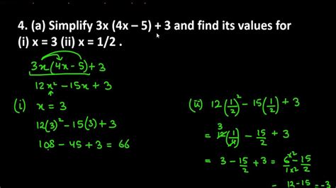 4 A Simplify 3x 4x 5 3 And Find Its Values For I X 3 Ii X 12 Youtube