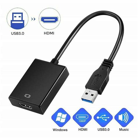 Usb 30 To Hdmi Female Converter Hd Adapter Cable Laptop Projector