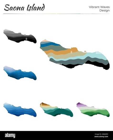 Conjunto de mapas vectoriales de la isla Saona Diseño de ondas