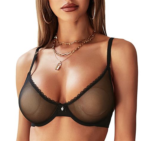 Womens Bra Lace Brassiere Unpadded See Through Sexy Lingerie Plus Size Mesh Female Underwear Bh
