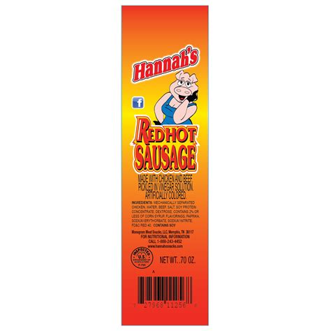 Buy Hannah S Red Hot Sausage Individually Wrapped 50 Count Box No Pork Online At Lowest Price