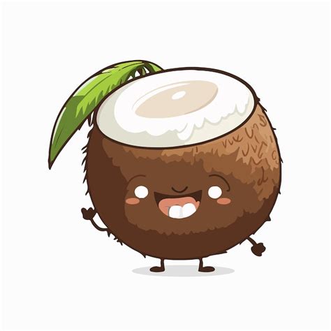 Vector Cute Coconut Cartoon Style Premium Ai Generated Vector