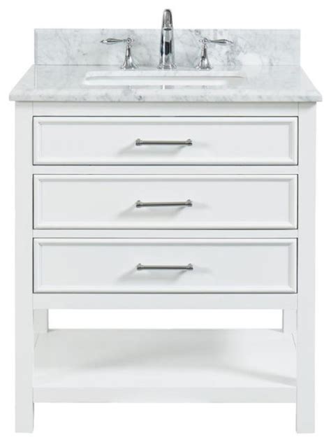 Manhattan Dove White 31 Single Sink Carrara Marble Top Bathroom